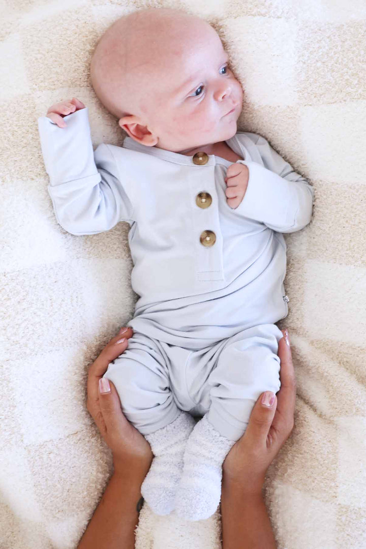 baby boy fuzzy socks blue and white stripes