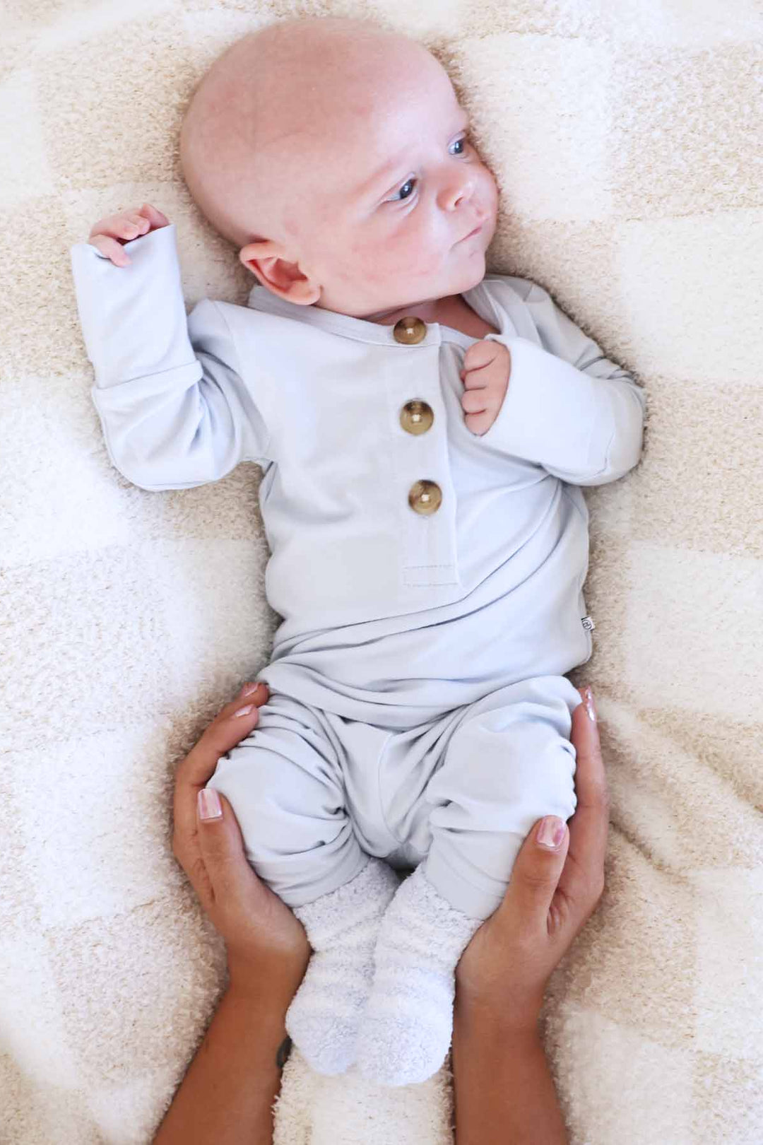 blue and white striped suzzy socks for babies