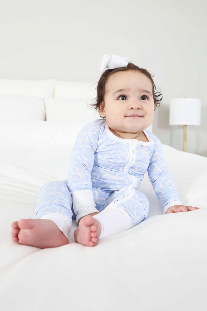 convertible zip romper for babies and toddlers bows 