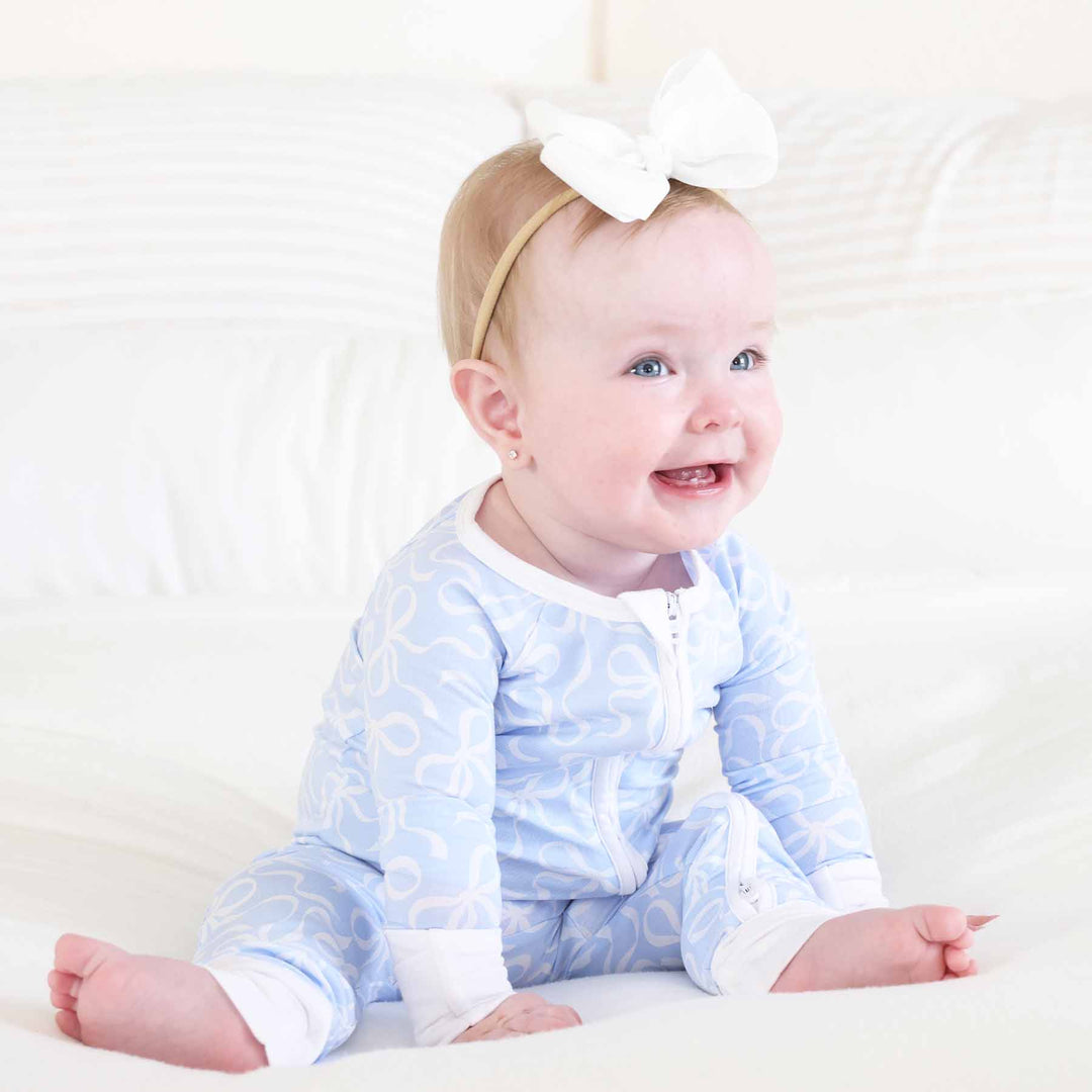 convertible flip mitt and footie bow romper pajama for girls 