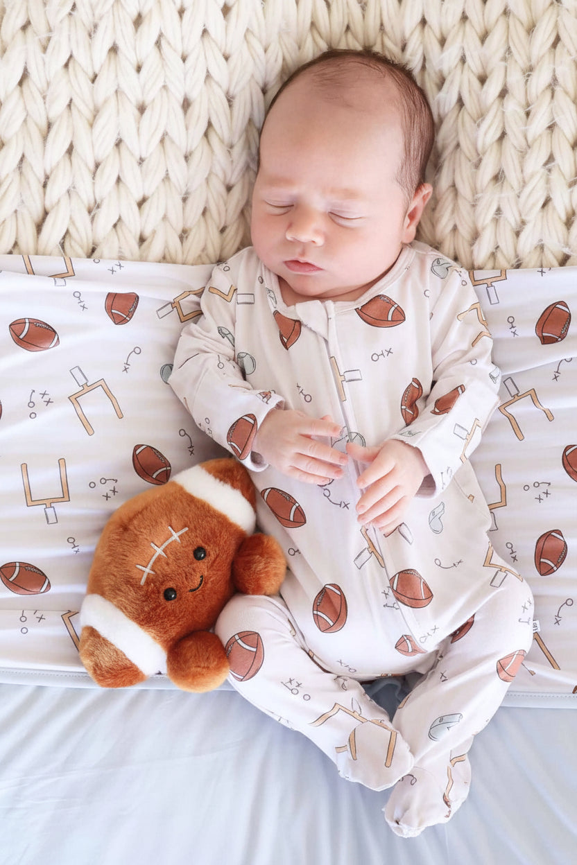 baby zipper footie neutral football