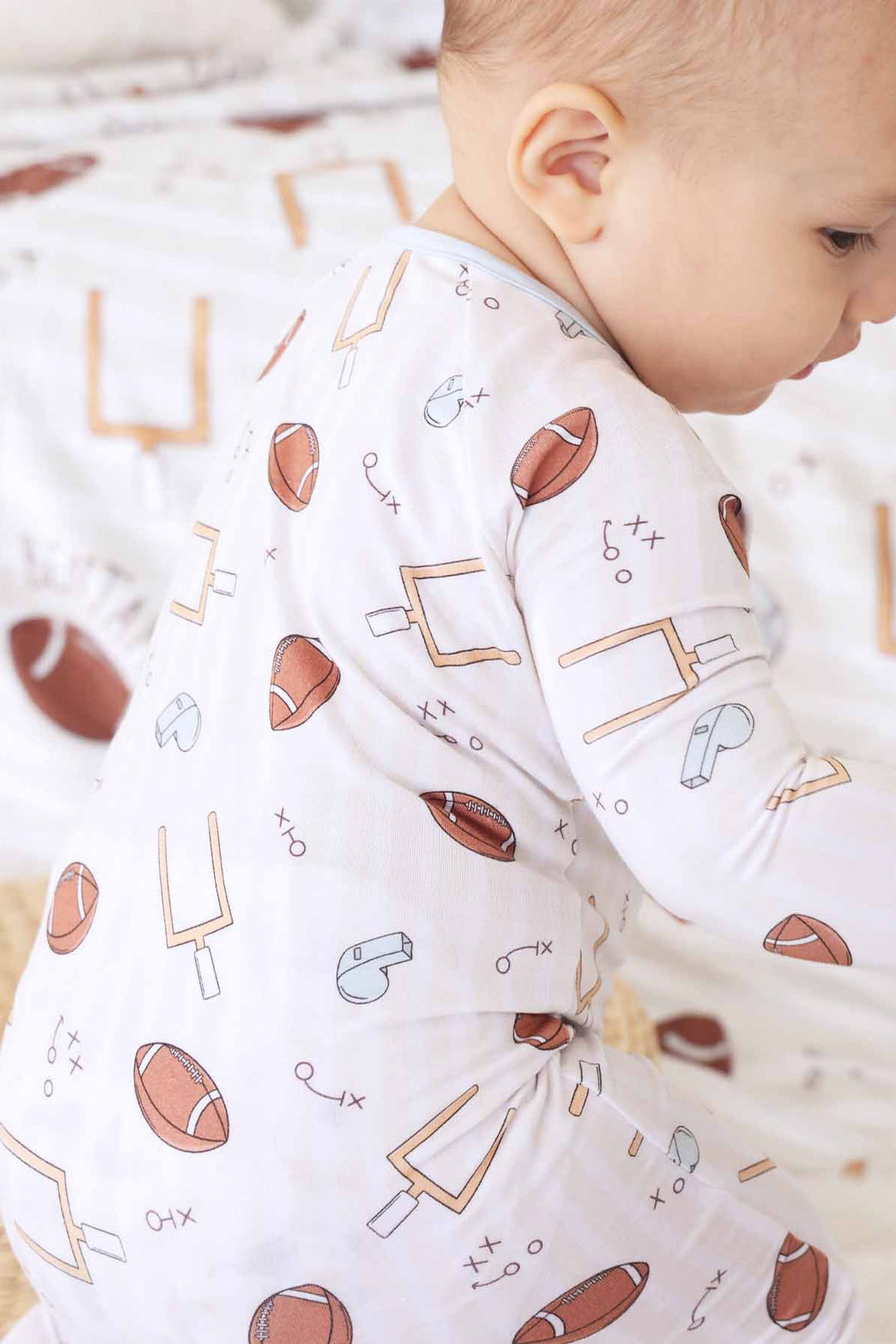 caden lane bamboo viscose convertible zip romper pajama football themed 