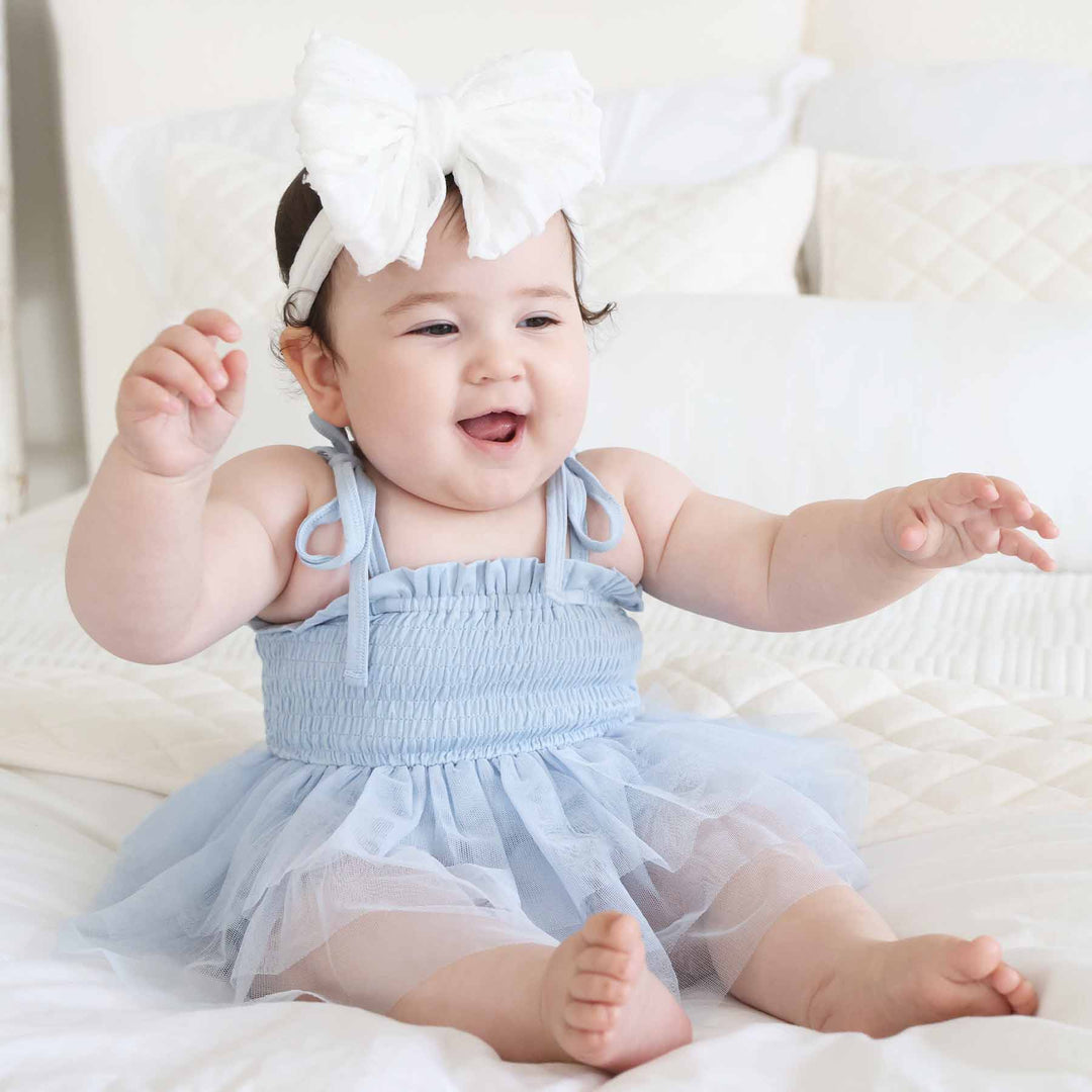 tutu baby bodysuit for girls light blue 