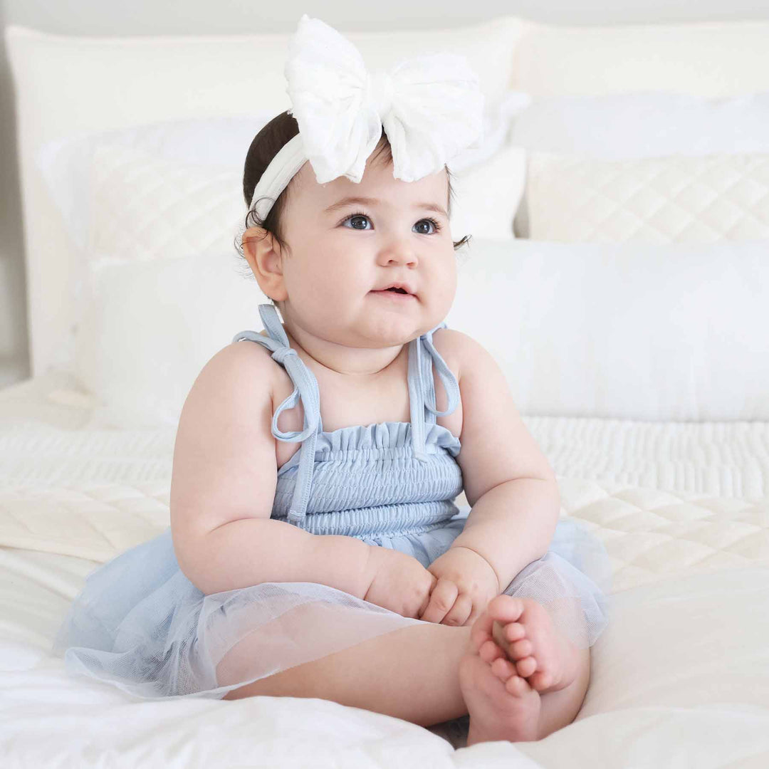 light blue tutu bodysuit for babies with spaghetti straps 