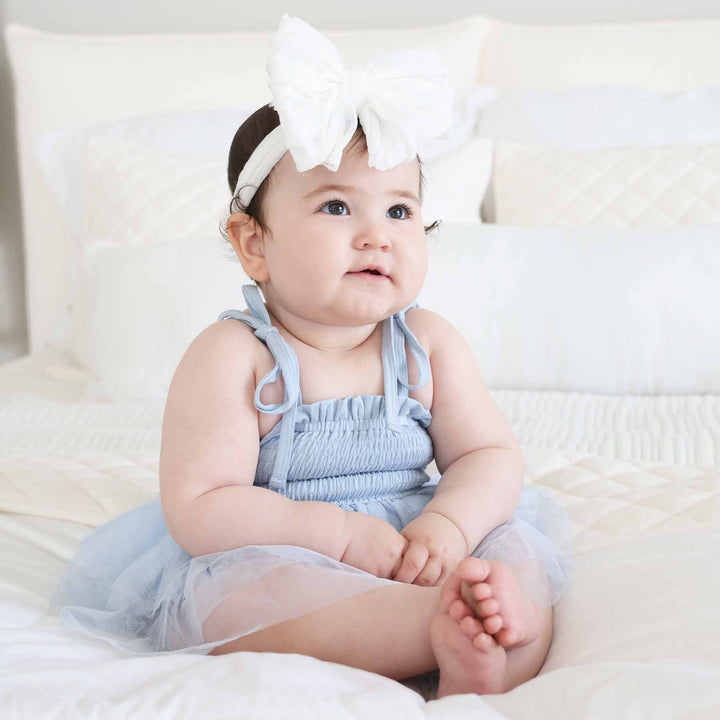 light blue tutu bodysuit for babies with spaghetti straps 