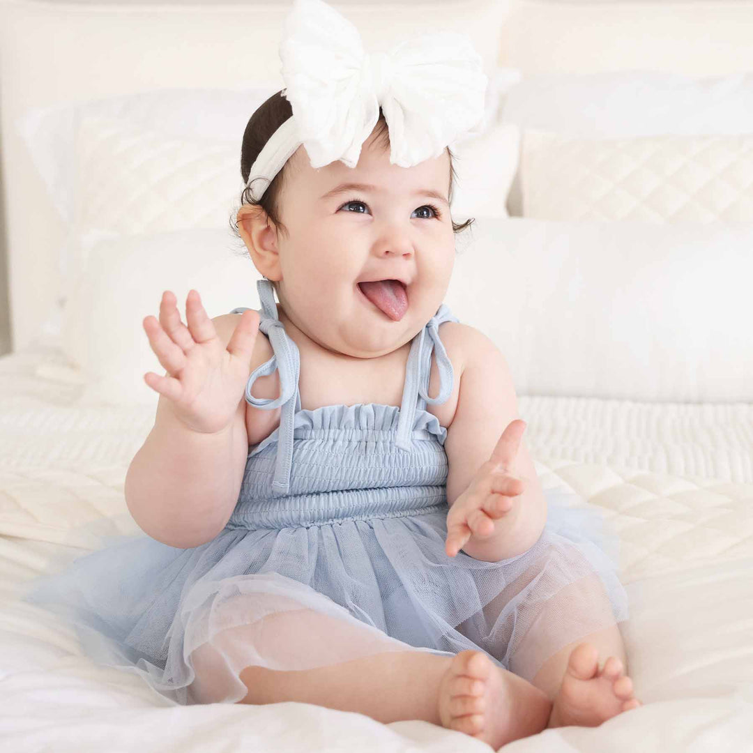 spaghetti strap tutu bodysuit for babies light blue 