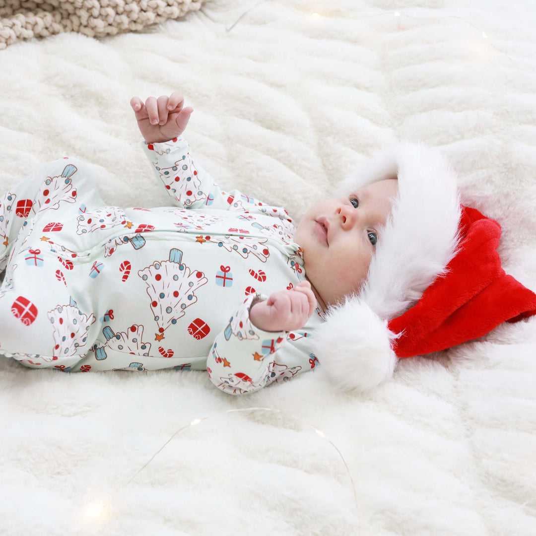 blue christmas footie for babies 