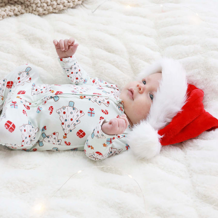 blue christmas footie for babies 