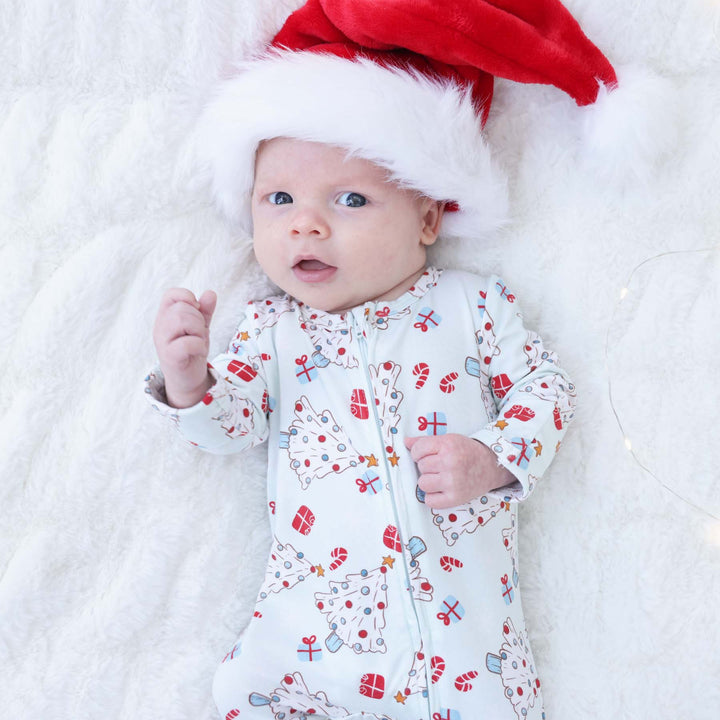 blue christmas matching family pajama footie 
