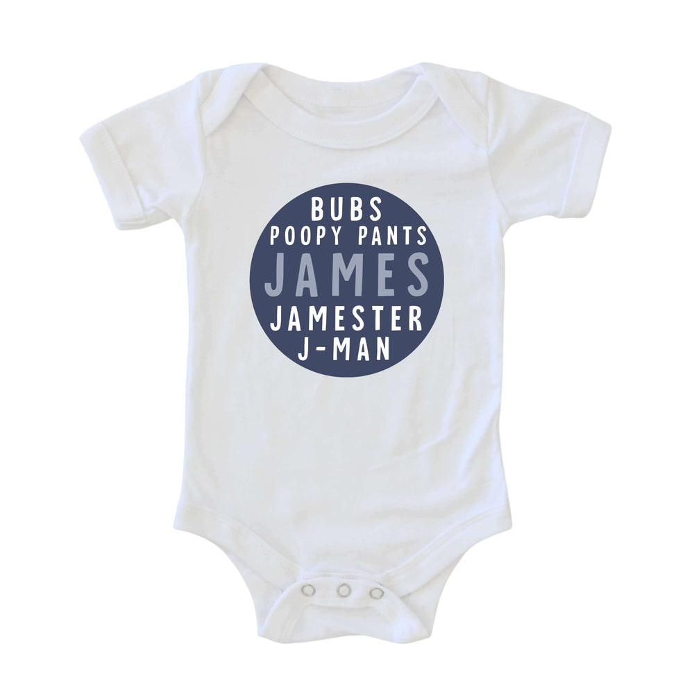 graphic onesie nickname blue circle 
