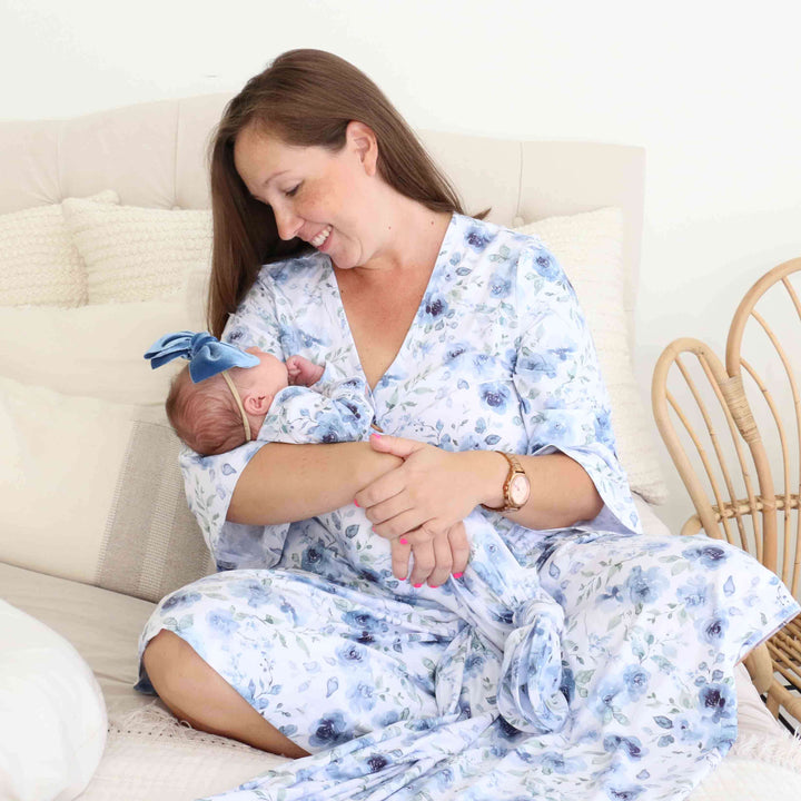 bailey's blue floral maternity robe 