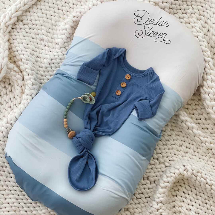 ombre blue striped personalized ombre swaddle 
