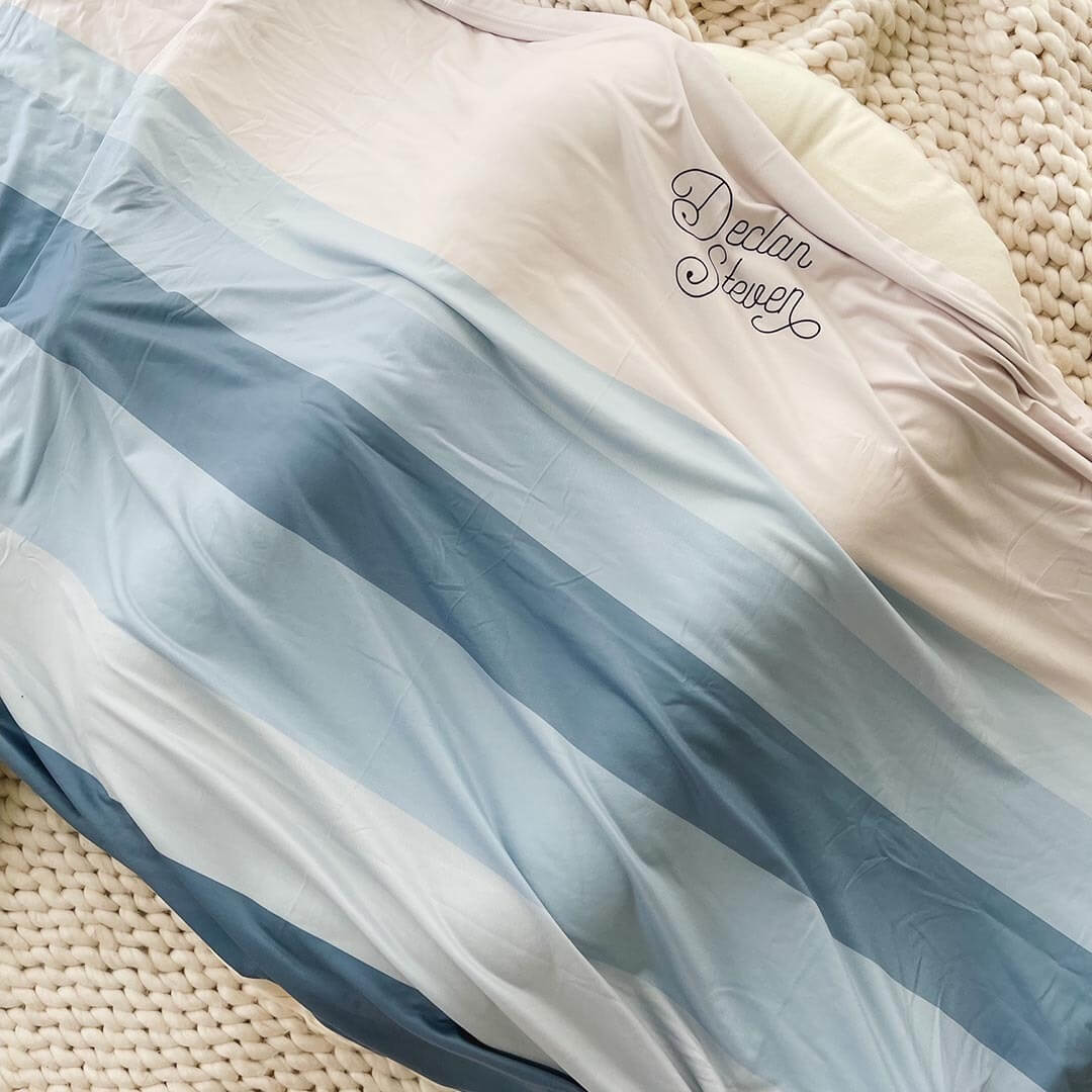 dusty blue personalized ombre stripes 
