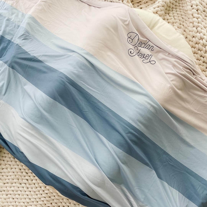 dusty blue personalized ombre stripes 