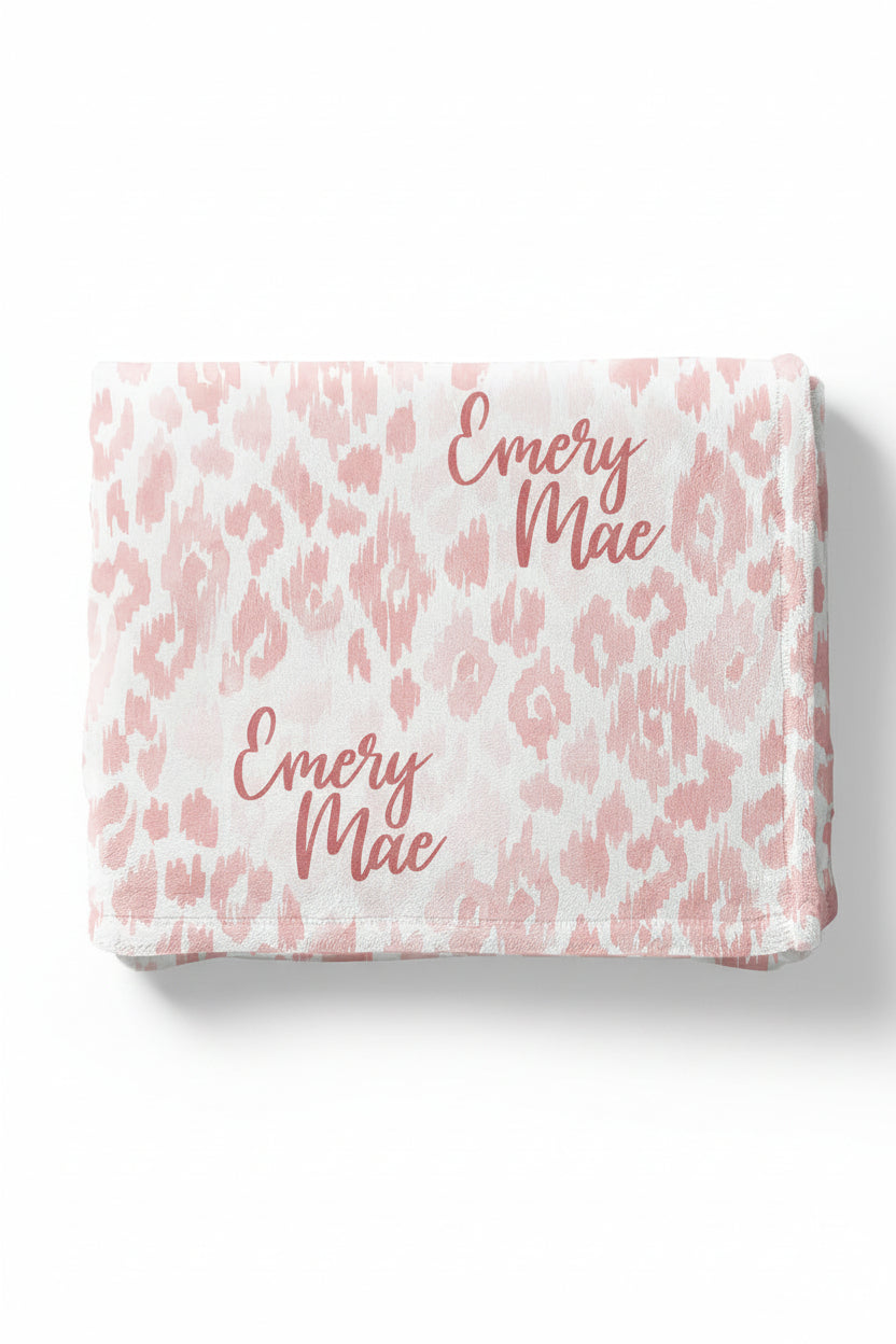 blush leopard kids blanket