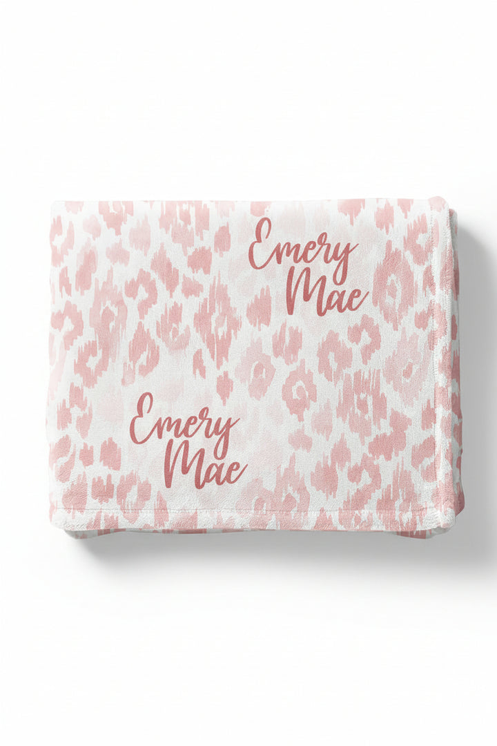 blush leopard kids blanket