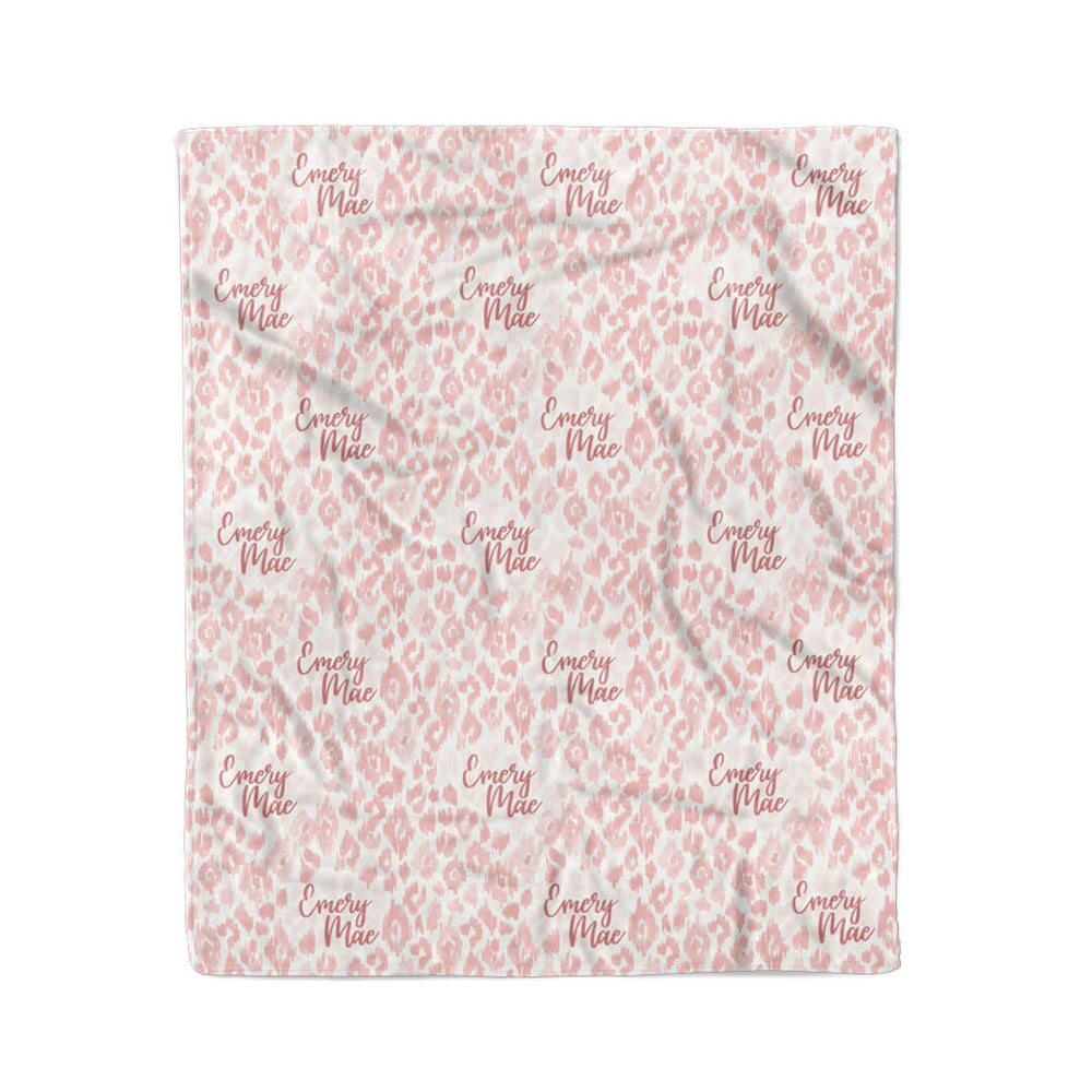 kids blanket blush leopard personalized 