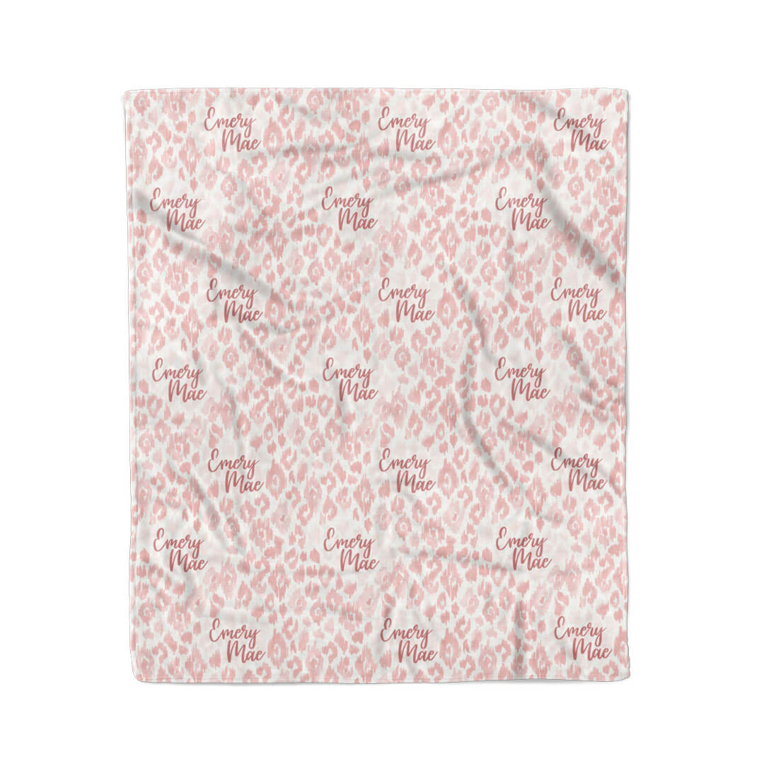 kids blanket blush leopard personalized 