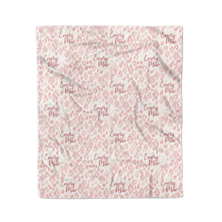 kids blanket blush leopard personalized 