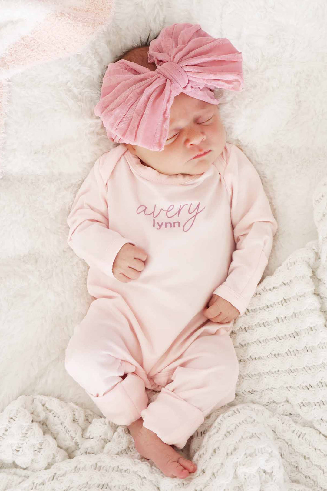 blush personalized snap romper for babies