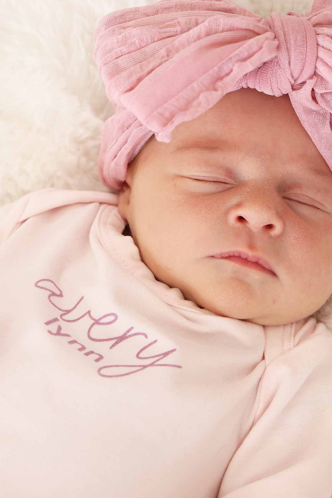 blush personalized long sleeve snap romper for newborns