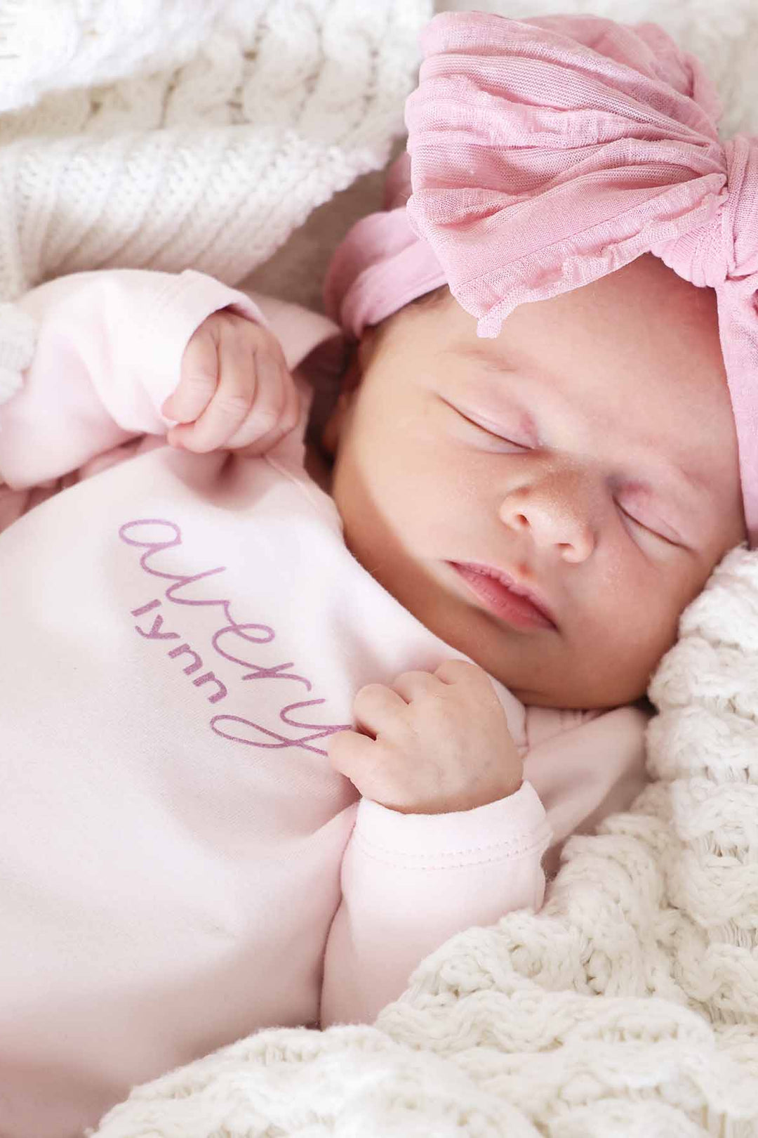 light pink personalized long sleeve snap romper for babies
