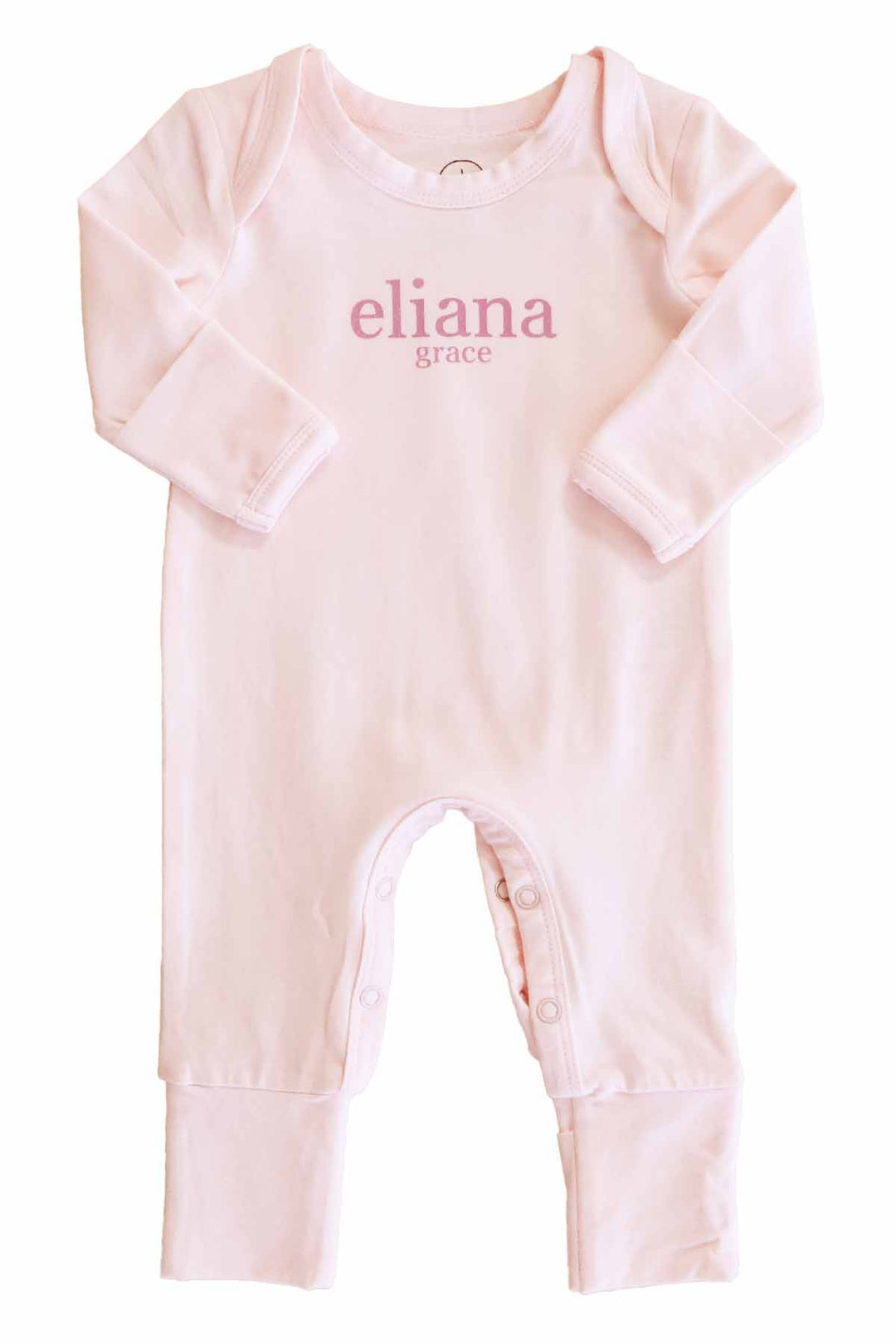 Personalized Full Length Snap Romper | Blush