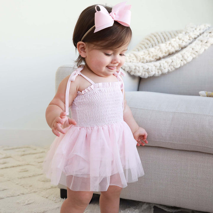 baby bodysuit with spaghetti straps blush pink  