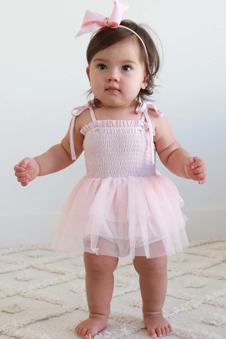 spaghetti strap tutu bodysuit blush 