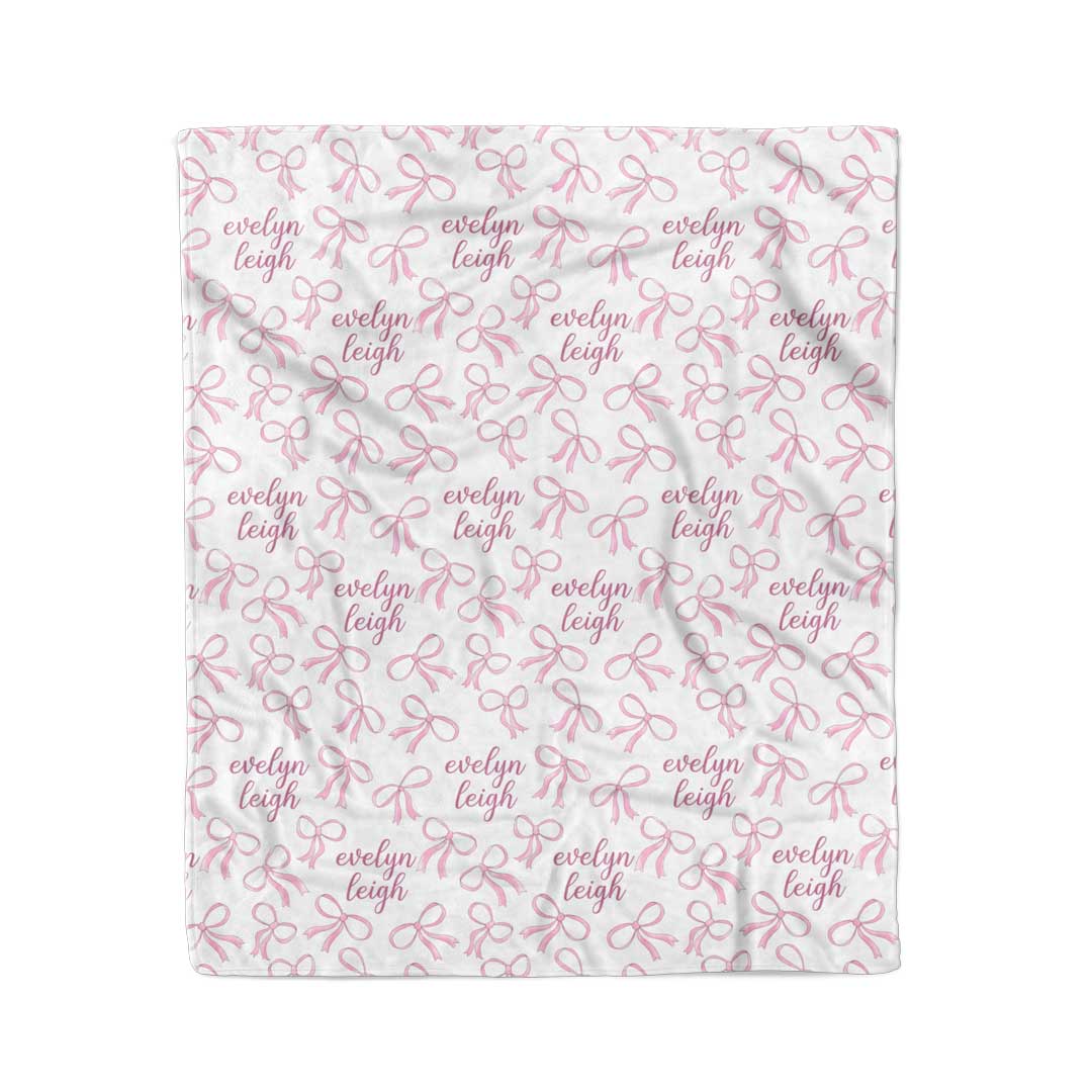 blushing bows personalized blanket for girls 