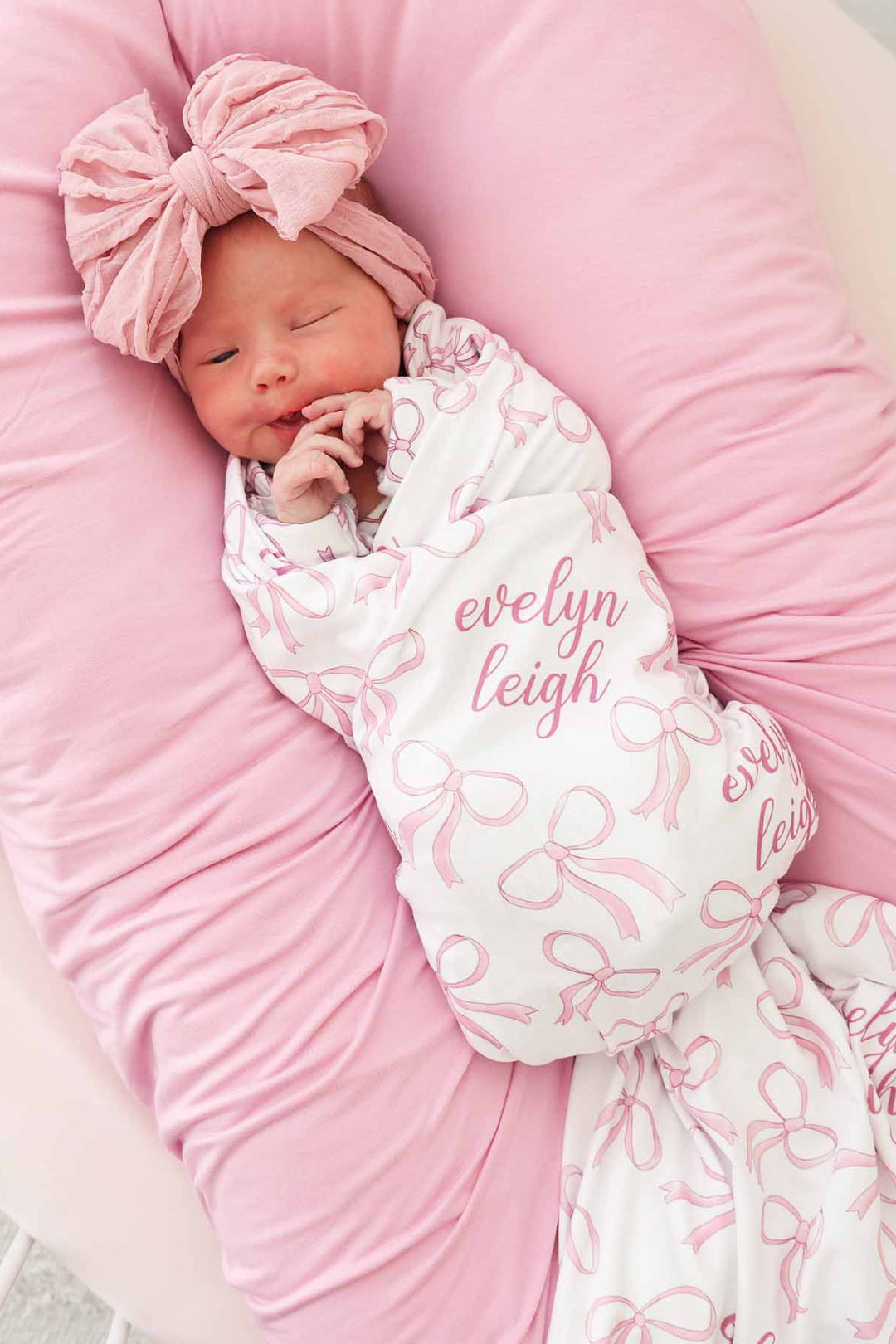 blushing bows oversized swaddle blanket 