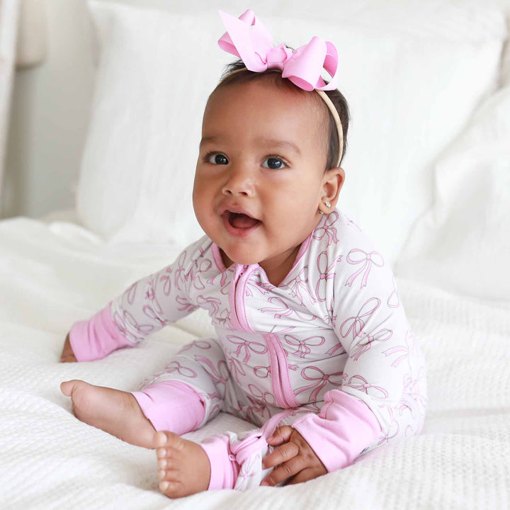pink ribbon bow headband 