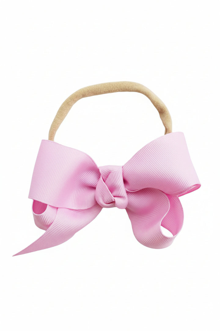 blushing pink ribbon bow headband 