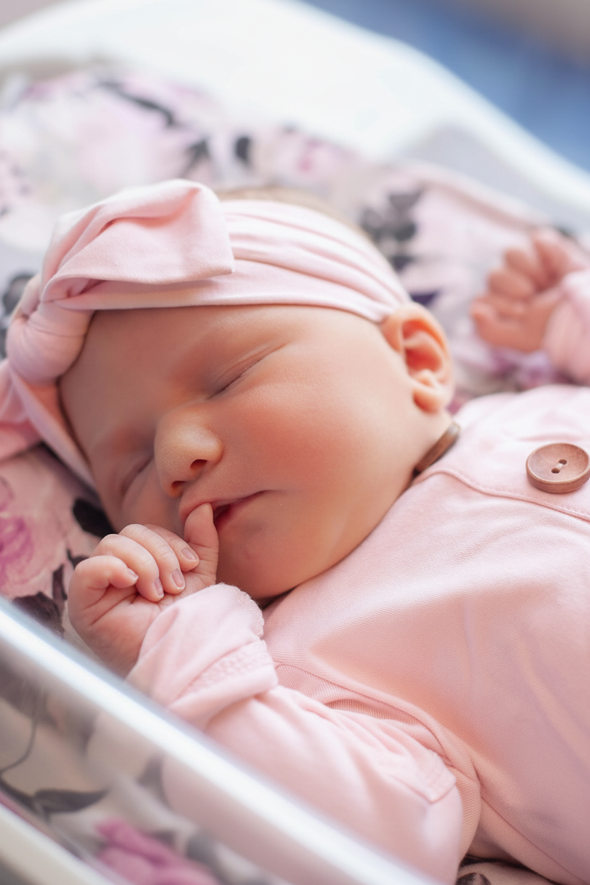 Solid Blush Bamboo Baby Knot Gown & Hat