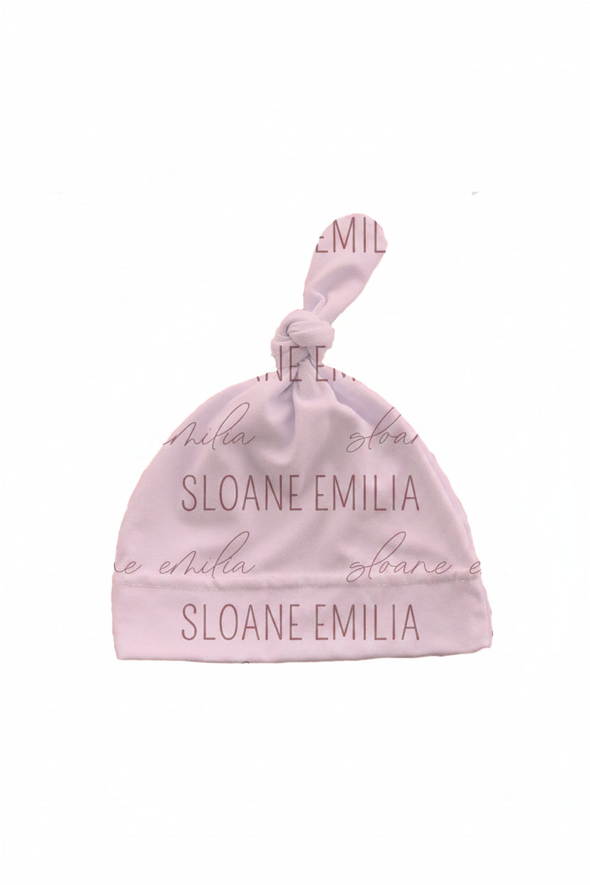 blush personalized knotted hat 