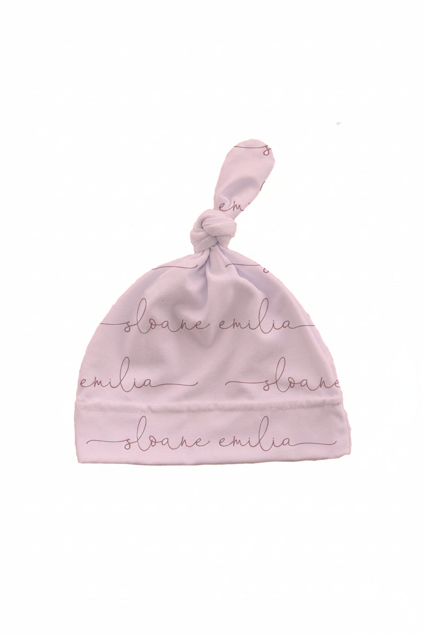 knotted hat personalized blush