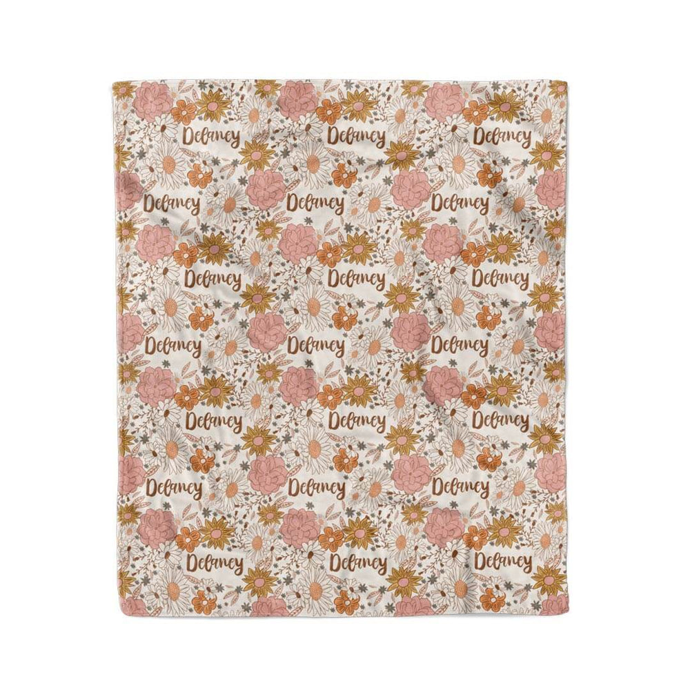 boho floral personalized kids blanket 