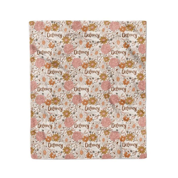 boho floral personalized kids blanket 