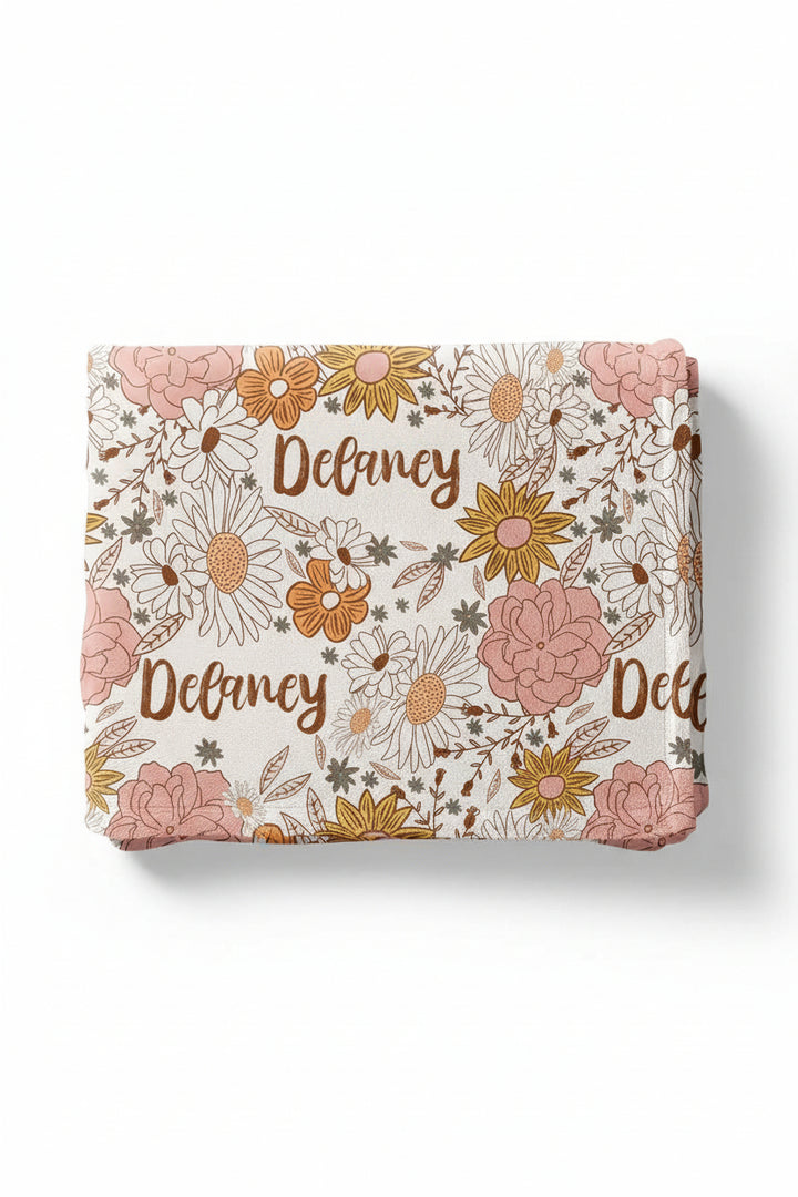personalized kids blanket boho floral
