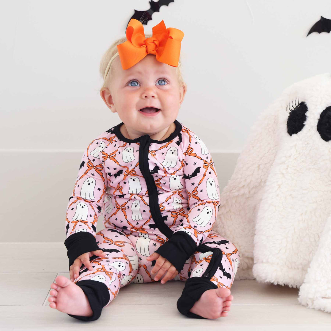 orange bow headband for babies 