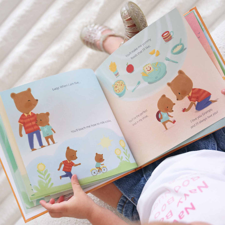 reading personalized kids books from grandfather