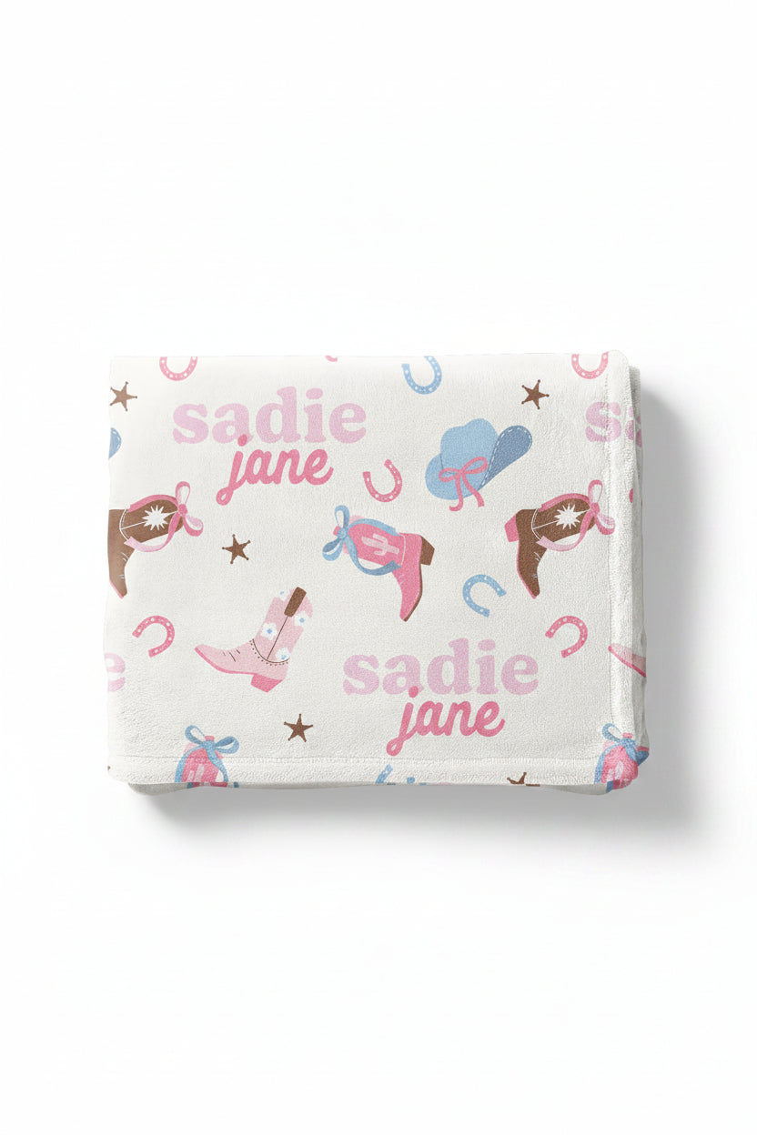 Boot Scootin' Personalized Kids Blanket