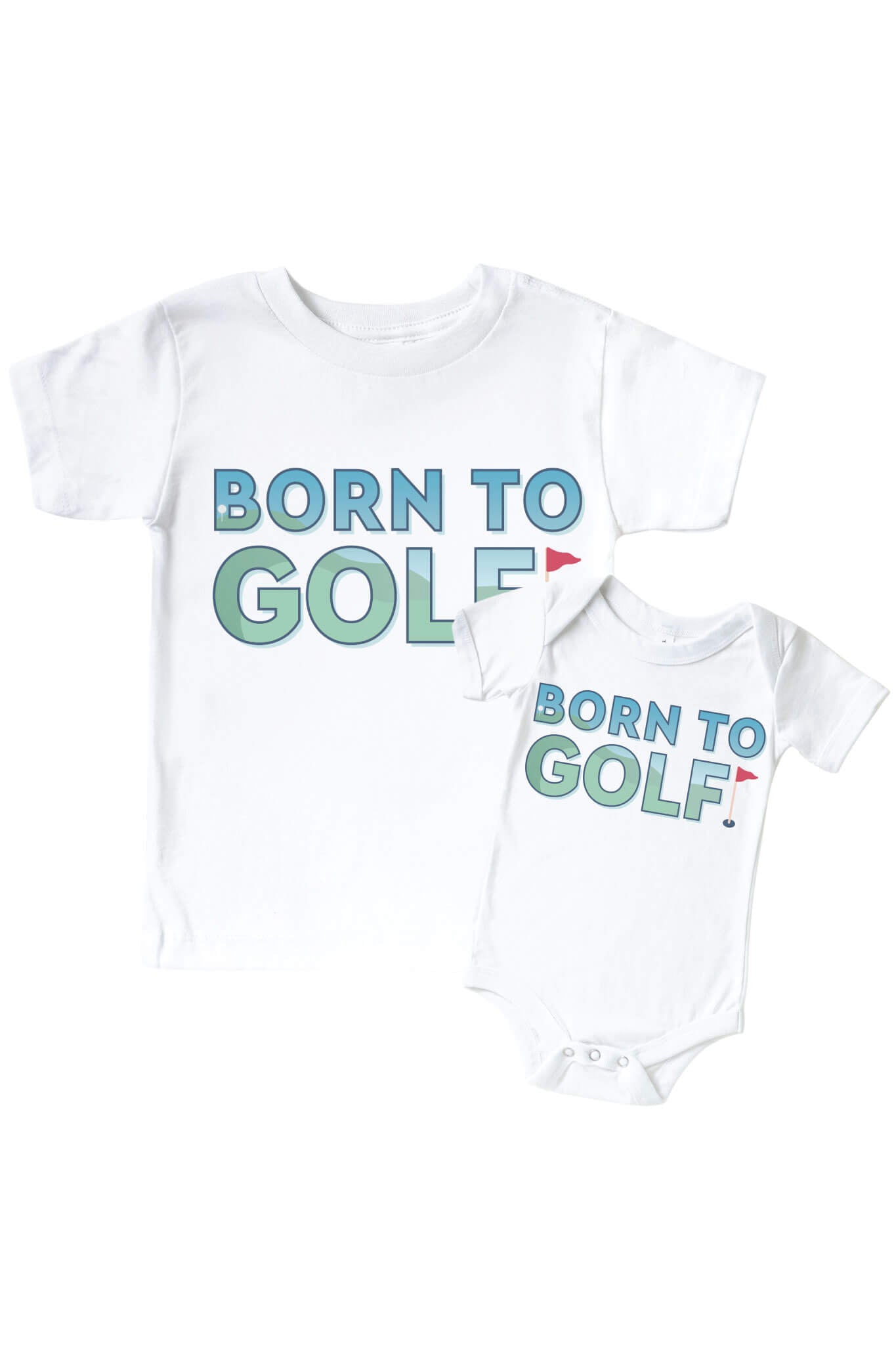 Born To Golf Graphic Bodysuit & Kids Tee | White