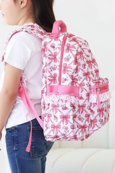 bow besties embroidered backpack for girls with polka dot trim