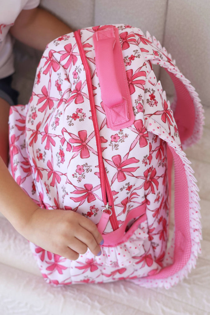 hot pink bow backpack for girls personalized with name back to school 