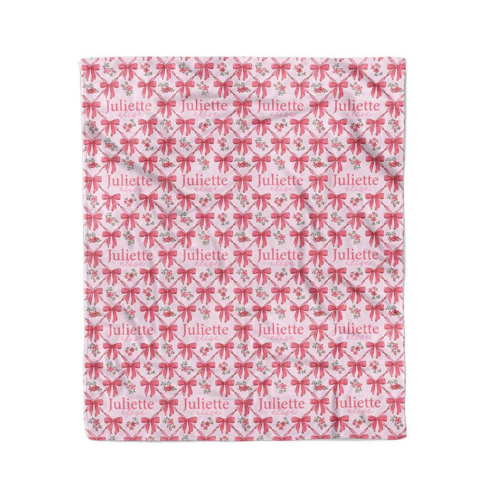 pink blow blanket for girls personalized with name with flowers 