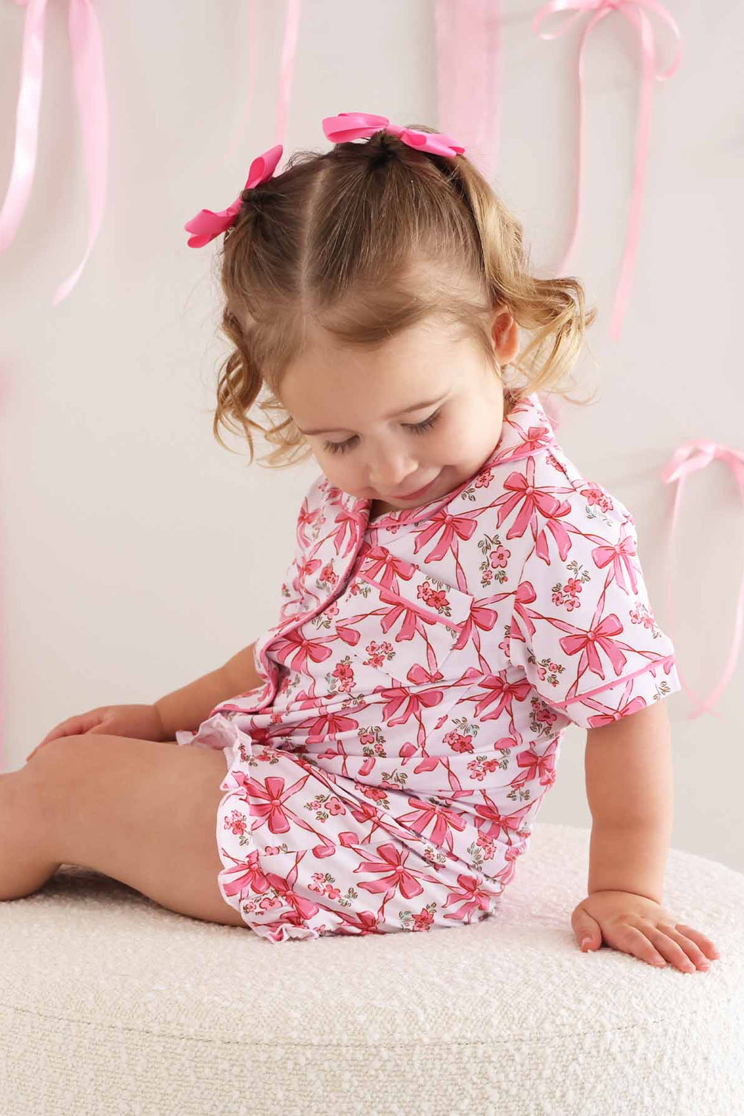 kids bow print 2 pc pajamas
