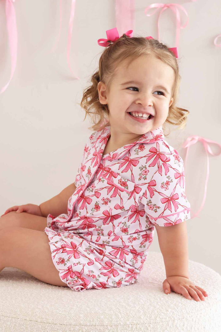 2 pc girls bow print pajamas