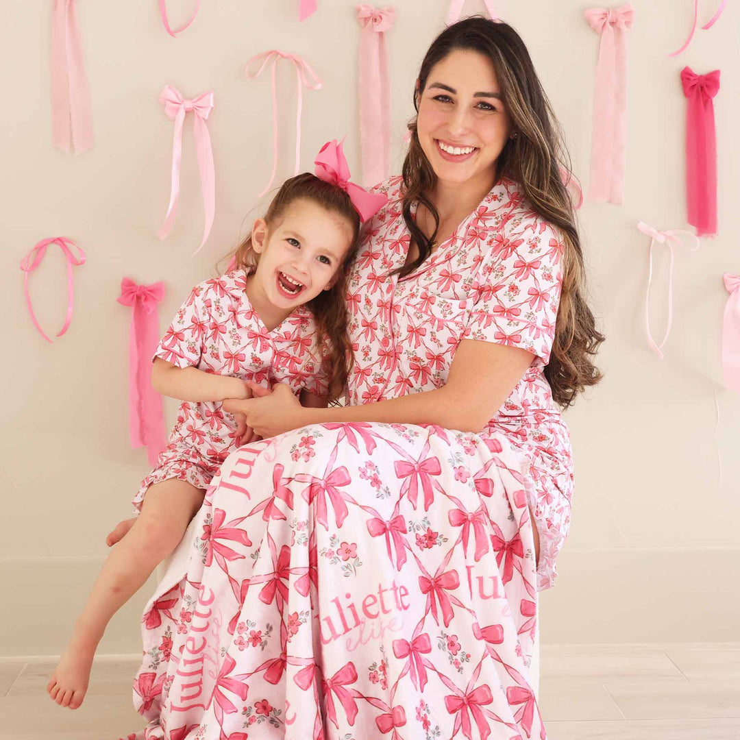 bow besties kids personalized blanket 