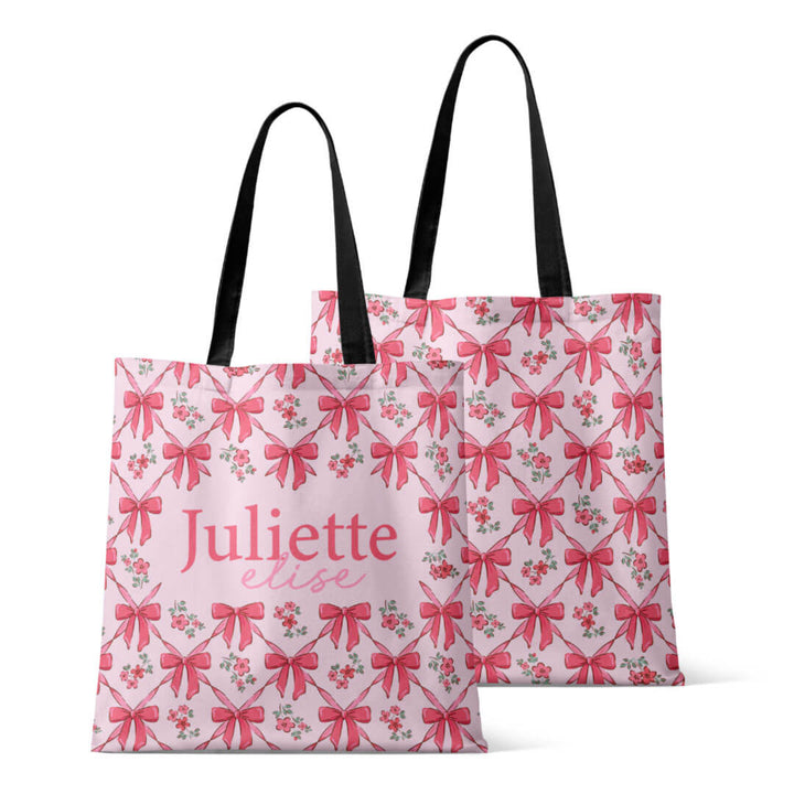 bow personalized tote bag 